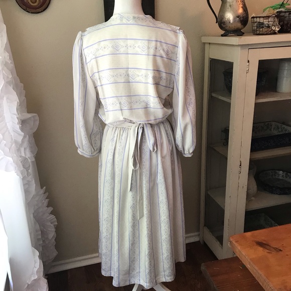 ivory striped vintage jonathan martin midi dress - Picture 3 of 5